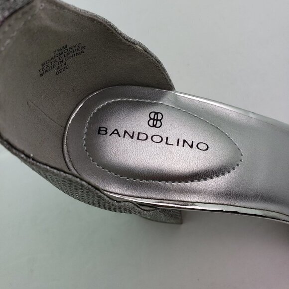 Bandolino ARMORY 2 Womens Size 7.5 Silver Sparkle Ankle Strap 3" Heel Sandals - Picture 11 of 12